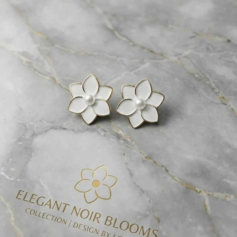 The Shringar White Sakura Elegance Earrings