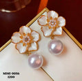 Women’s Korean Style White Flower Pearl Drop Earrings for Girls & Women