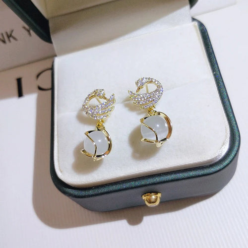 The Shringar Crystal Crescent Pearl Drops