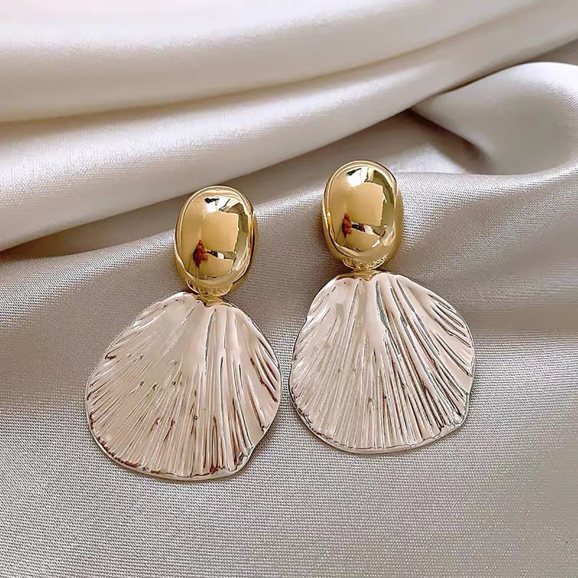 The Shringar Golden Seashell Statement Earrings