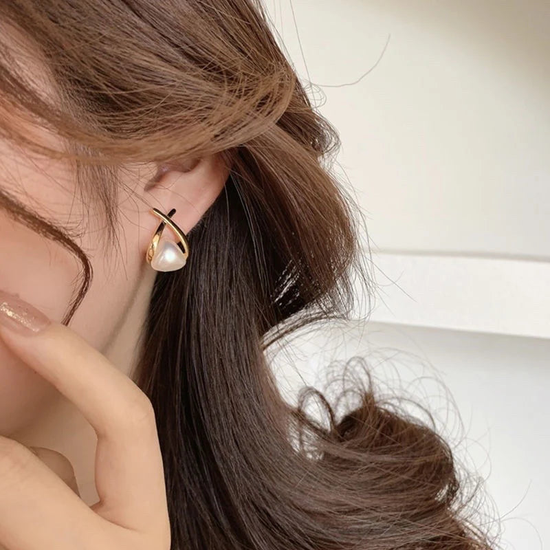 The Shringar Pearl Muse Studs | Premium Gold Finish | Lightweight Daily Wear