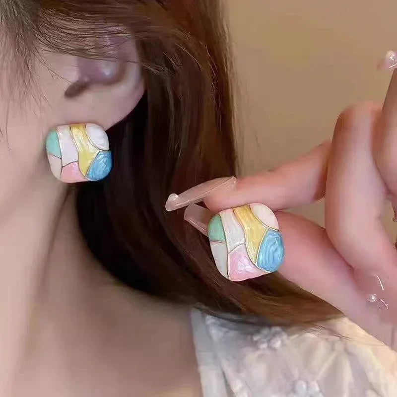 The Shringar Premium Pastel Abstract Stud Earrings for Women & Girls