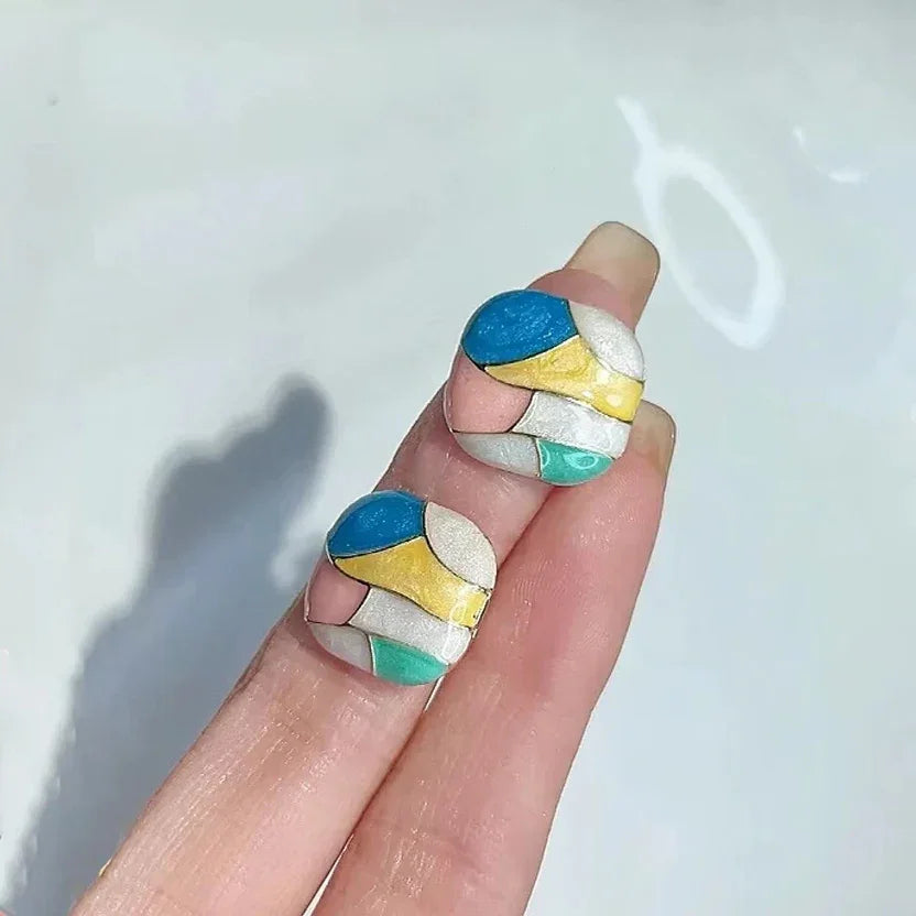 The Shringar Premium Pastel Abstract Stud Earrings for Women & Girls