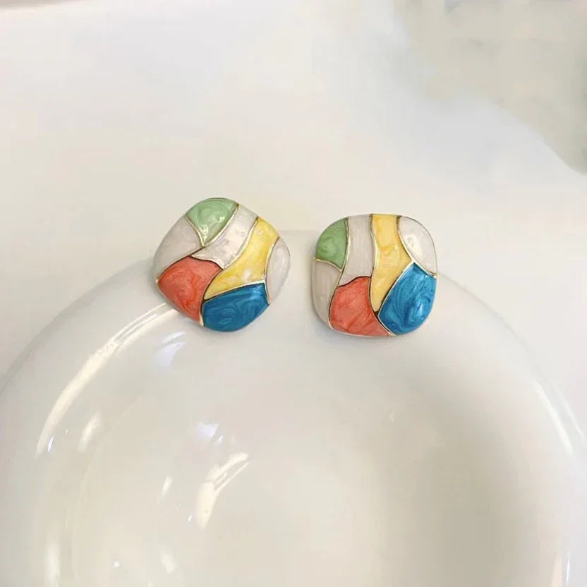 The Shringar Premium Pastel Abstract Stud Earrings for Women & Girls