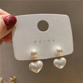 The Shringar Korean Style Pearl Heart Drop Earrings for Women & Girls