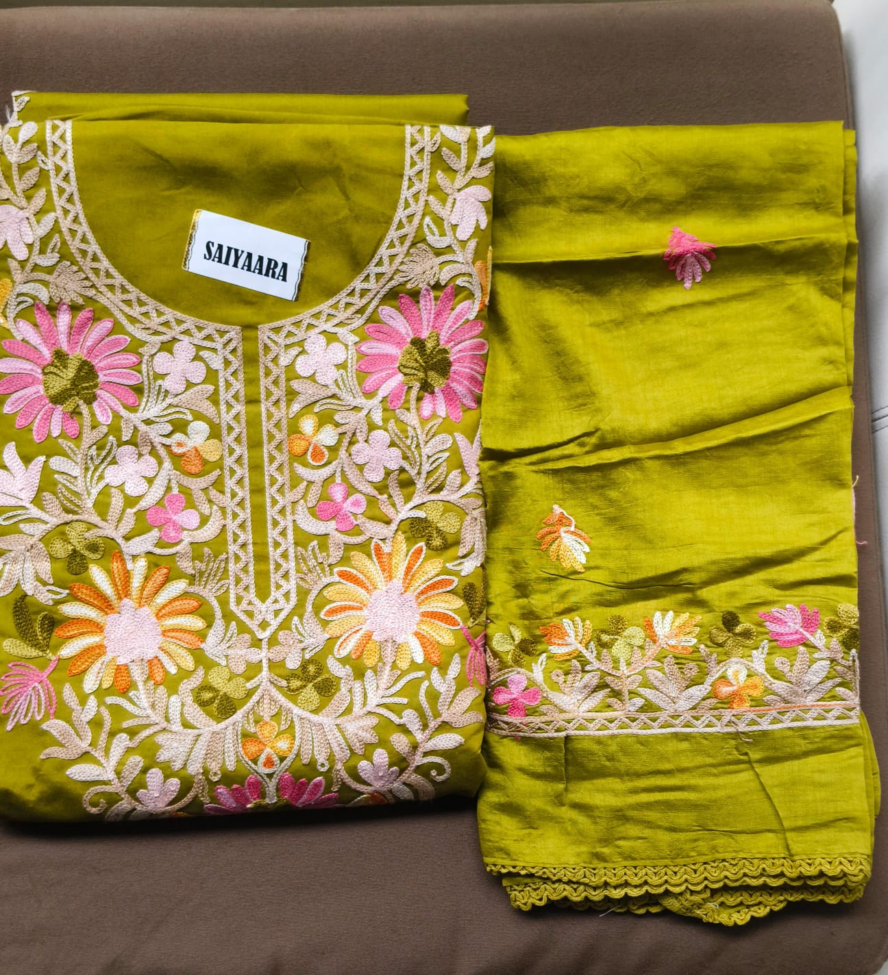 Silk blend kashmiri work 3 piece