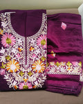 Silk blend kashmiri work 3 piece