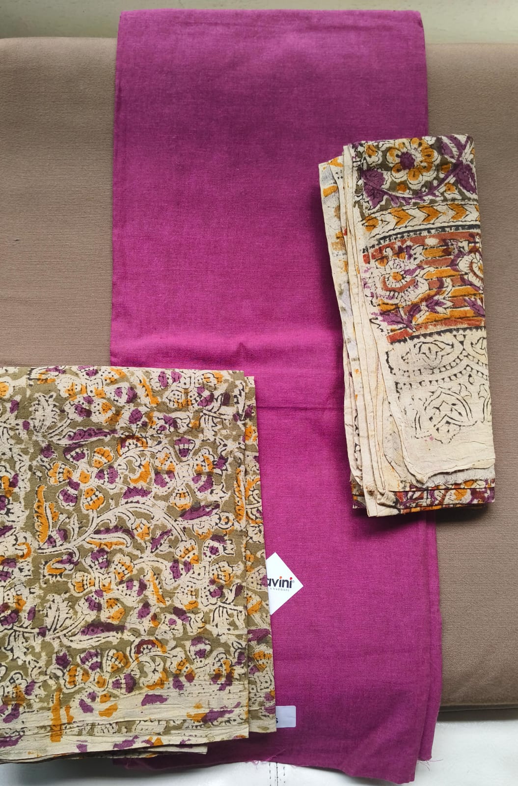Cotton top with kalmakari bottom and Dupatta