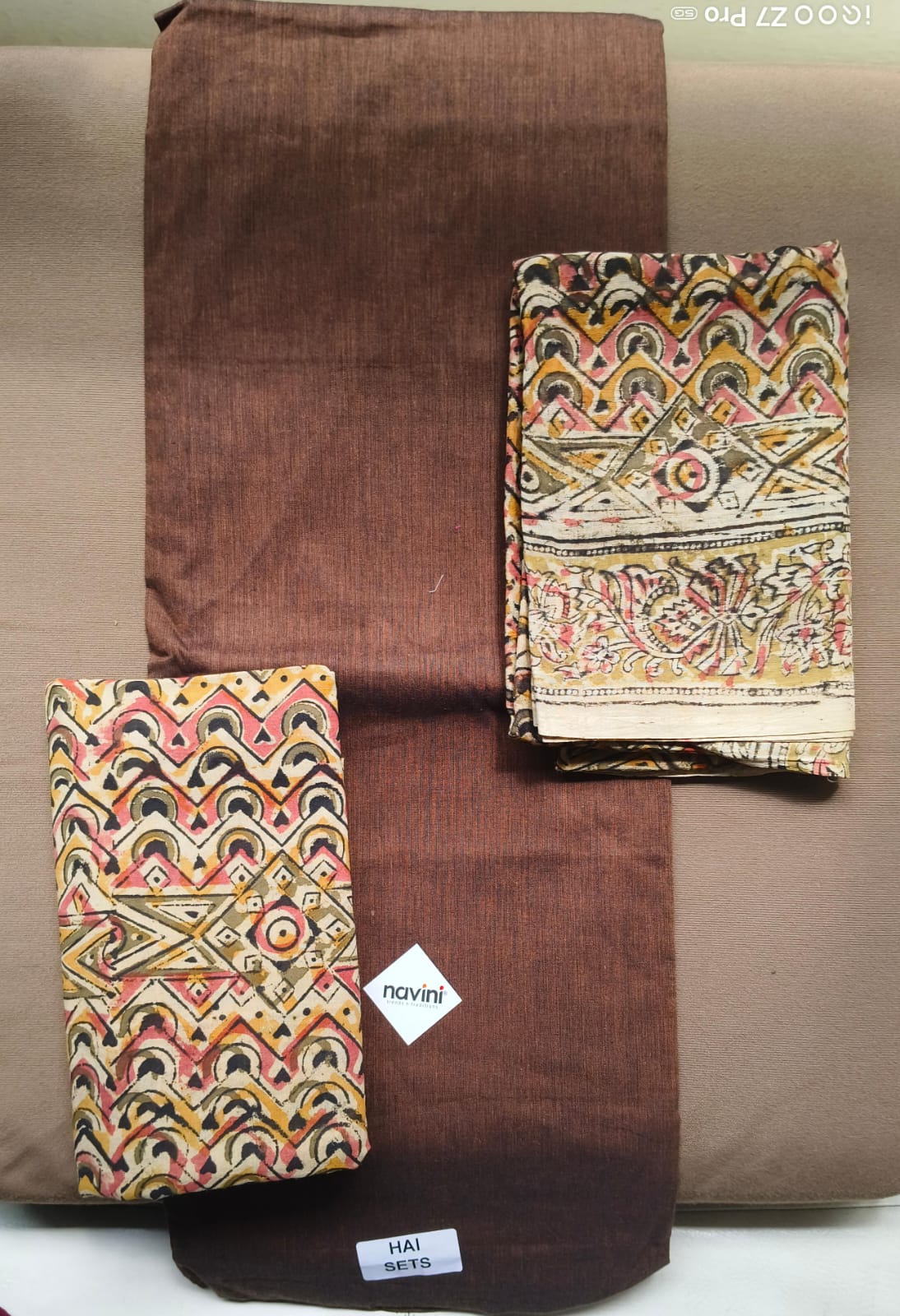 Cotton top with kalmakari bottom and Dupatta
