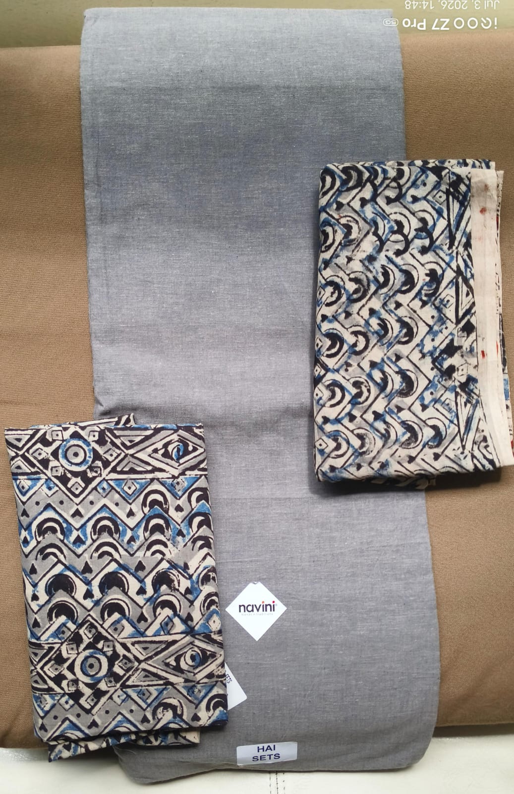 Cotton top with kalmakari bottom and Dupatta