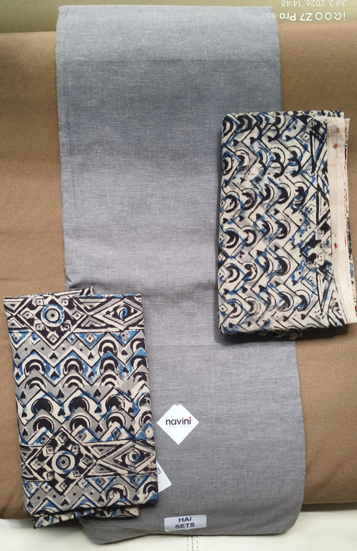 Cotton top with kalmakari bottom and Dupatta