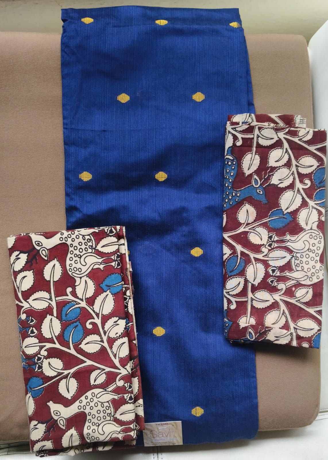 Cotton silk top with kalmakari bottom and Dupatta