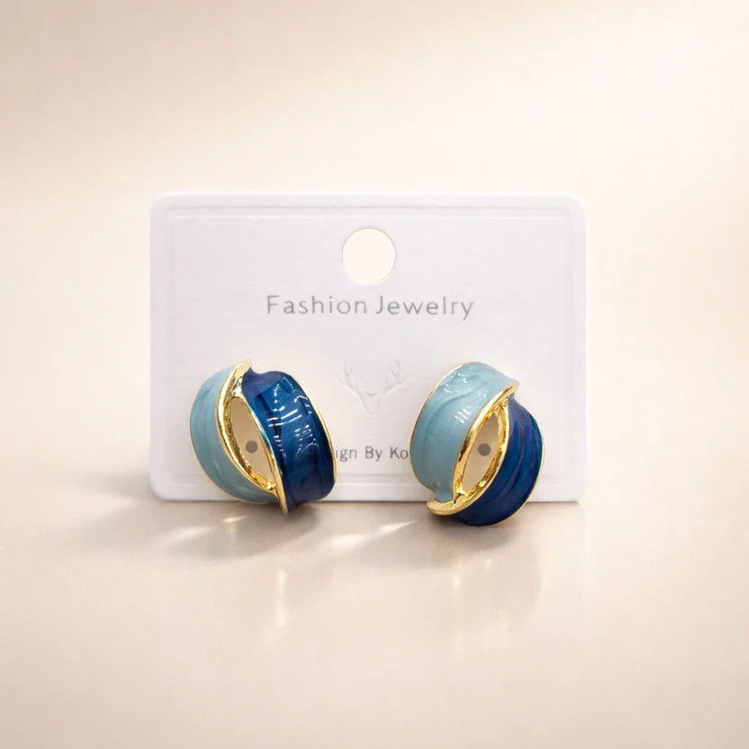 The Shringar Azure Wave Studs | Premium Enamel Finish | Lightweight Everyday Wear