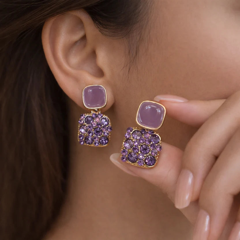 The Shringar Lavender Sparkle Drop Earrings” 💜