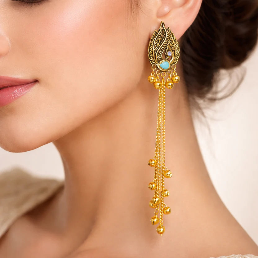 The Shringar Royal Morni Long Earrings
