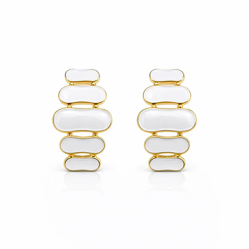 The Shringar Premium White Enamel Gold Plated Statement Earrings for Women & Girls