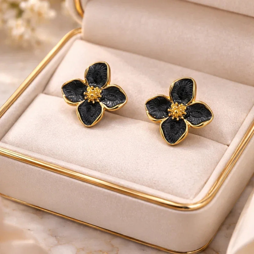 Designer Korean Style Floral Stud Earrings