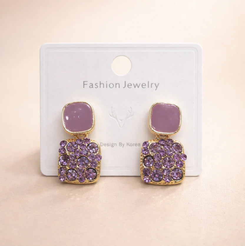 The Shringar Lavender Sparkle Drop Earrings” 💜