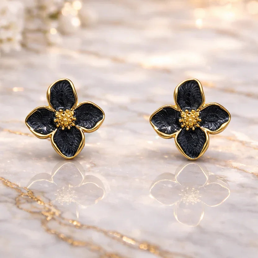 Designer Korean Style Floral Stud Earrings