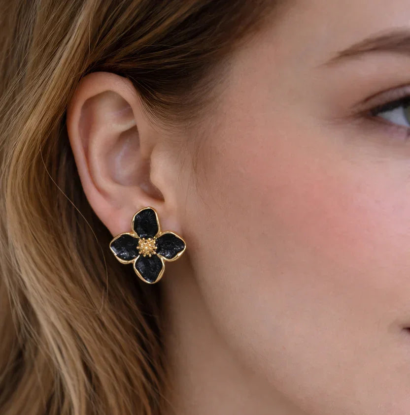 Designer Korean Style Floral Stud Earrings