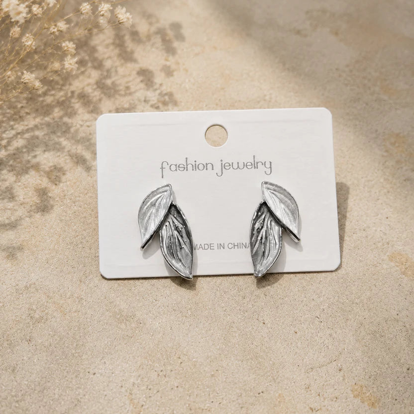 The Shringar Whisper Leaf Earrings | Elegant Silver Finish | Lightweight | Trendy Minimal Design ✨