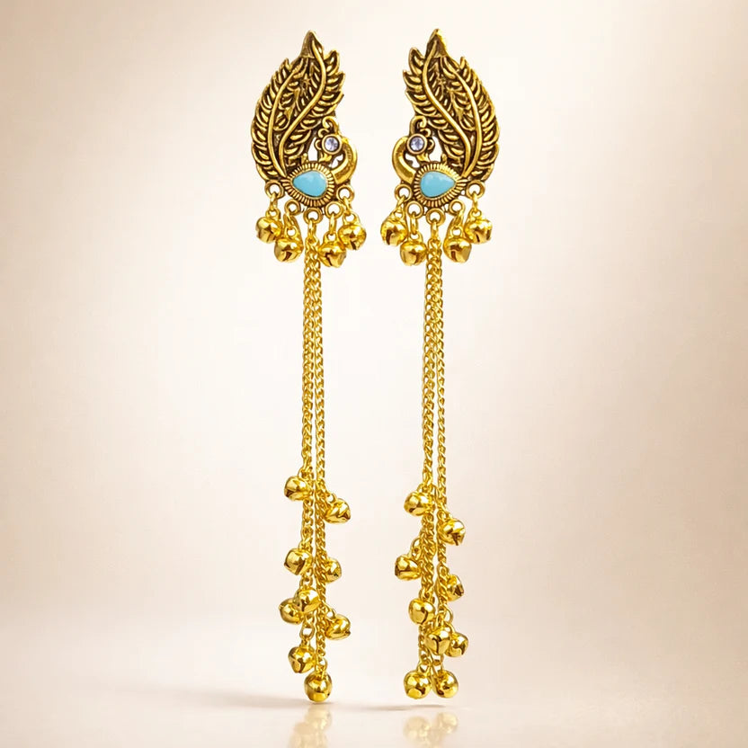 The Shringar Royal Morni Long Earrings
