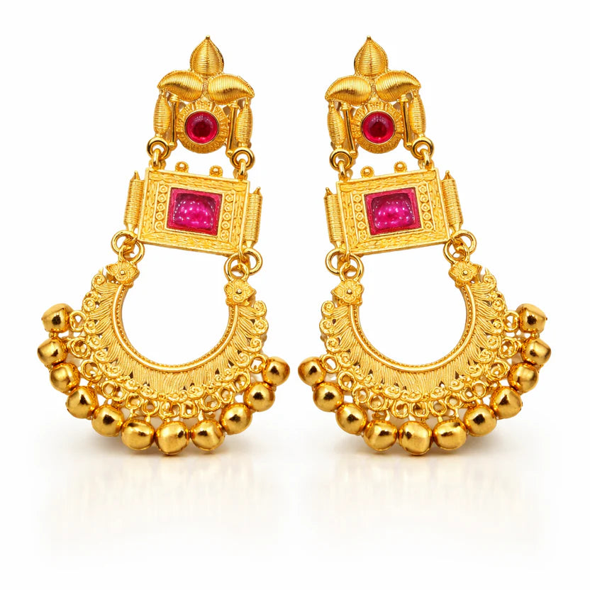 The Shringar Ruby Glow Kashmiri Traditional Jhumkas